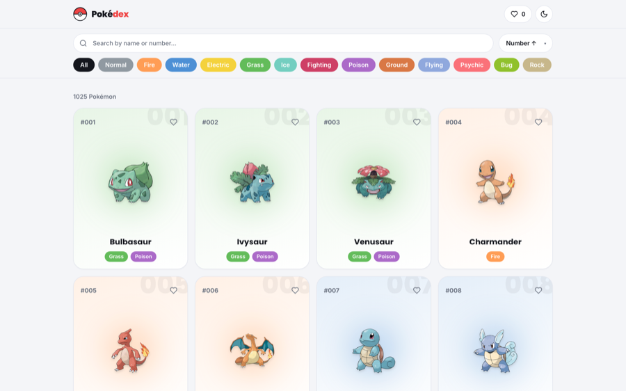 Screenshot of the Pokédex app